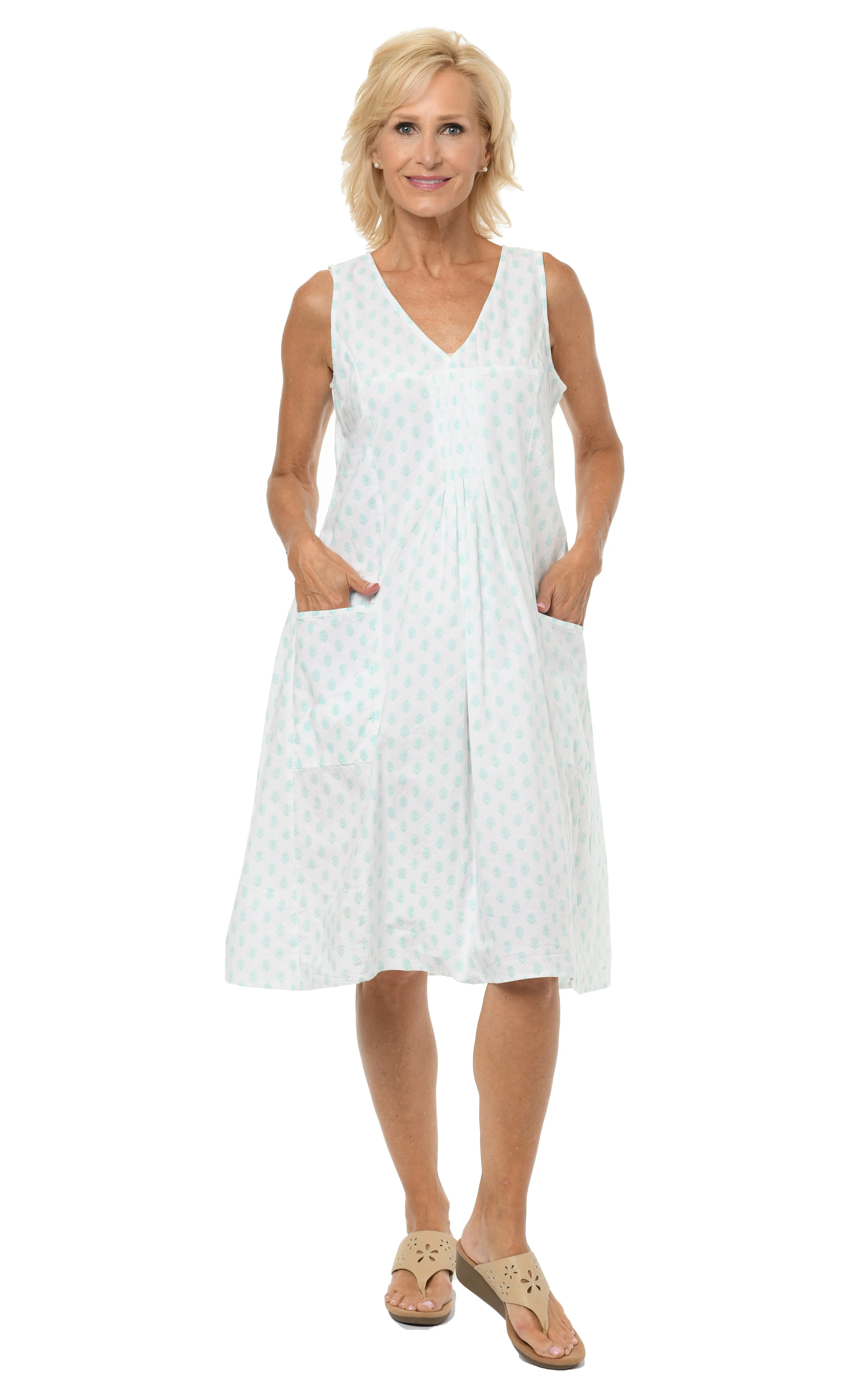 FINAL SALE CV656 Poppie Dress in Aqua Leaf*
