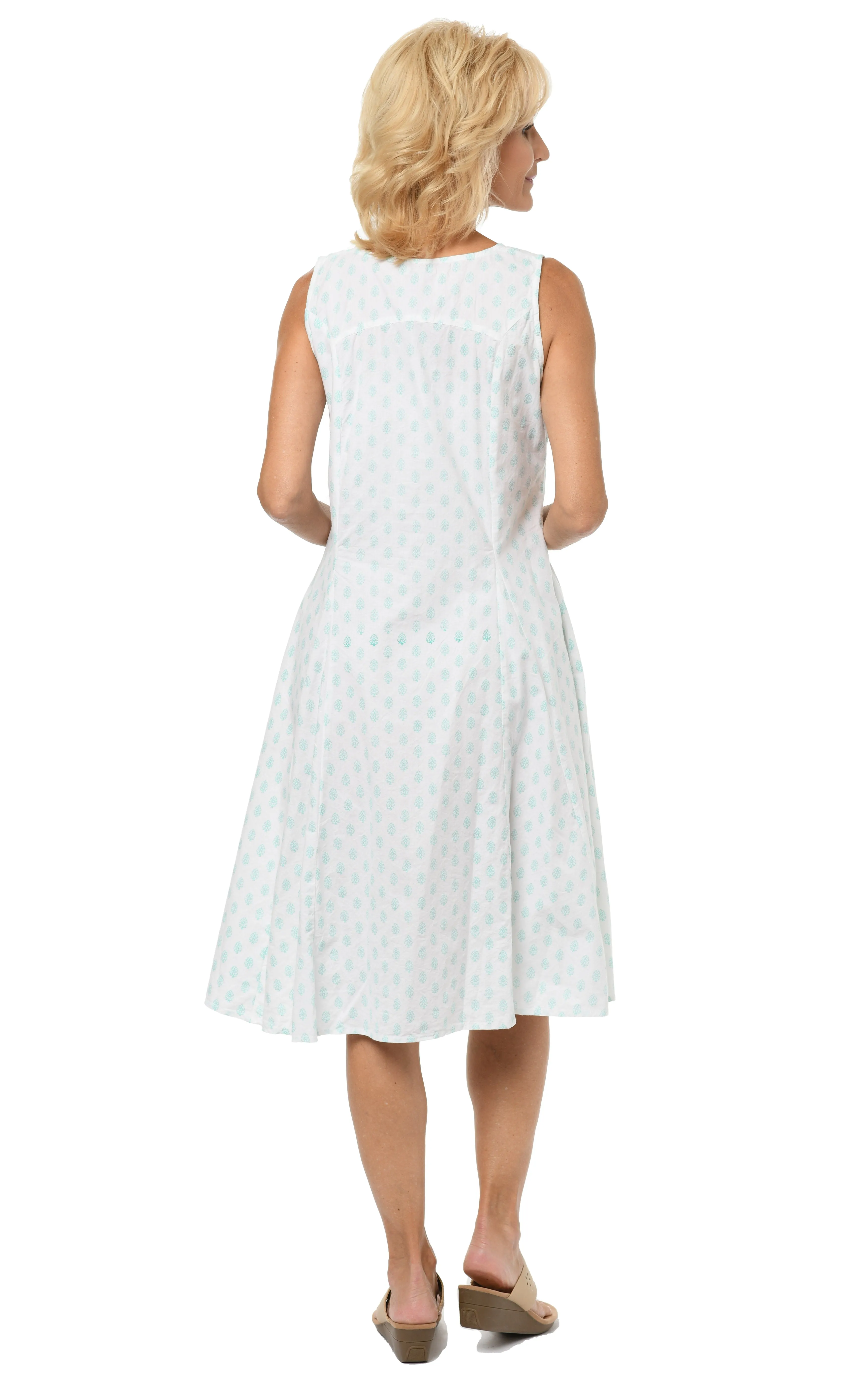 FINAL SALE CV656 Poppie Dress in Aqua Leaf*