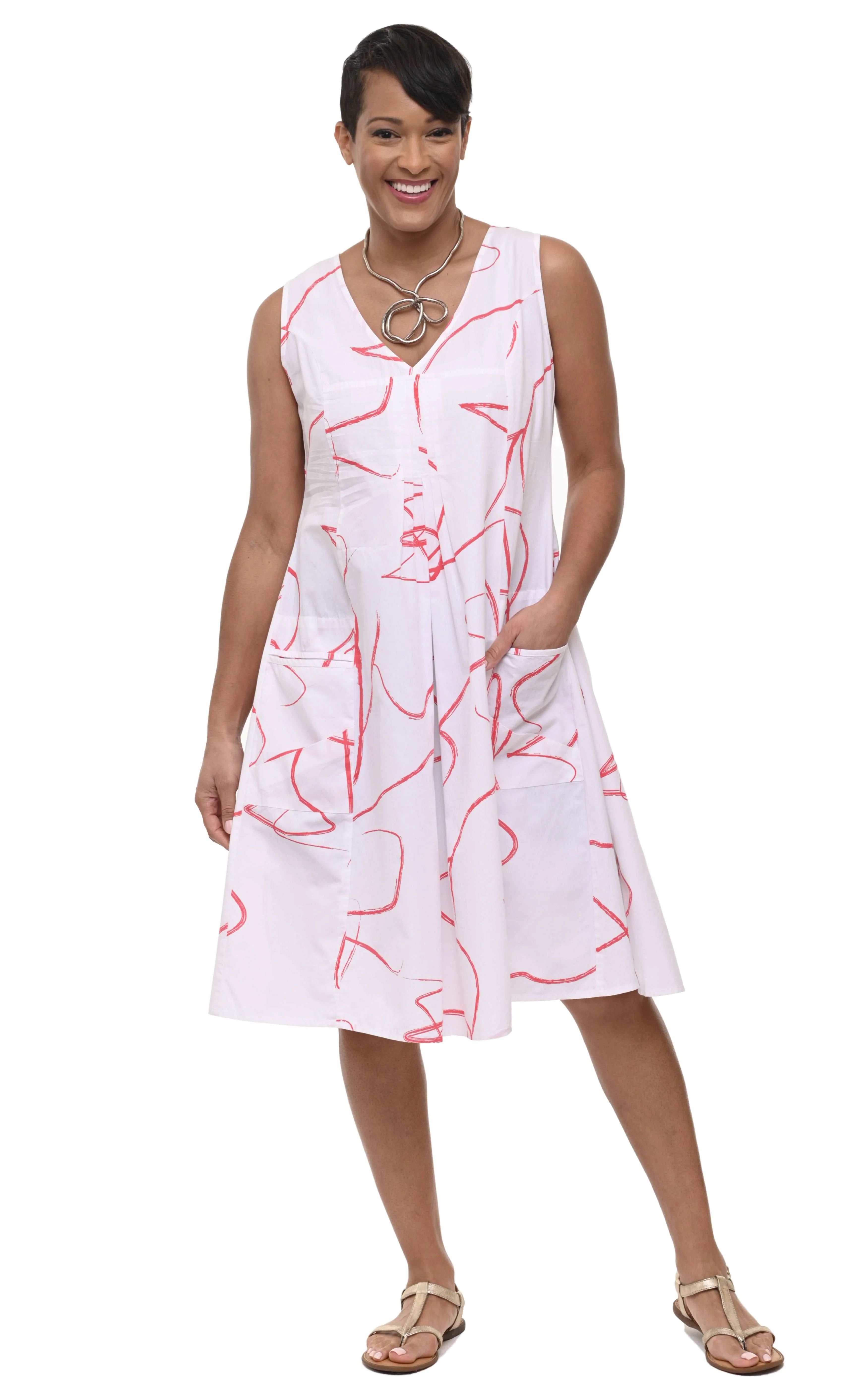 FINAL SALE CV656 Poppie Dress in Hibiscus Ribbon