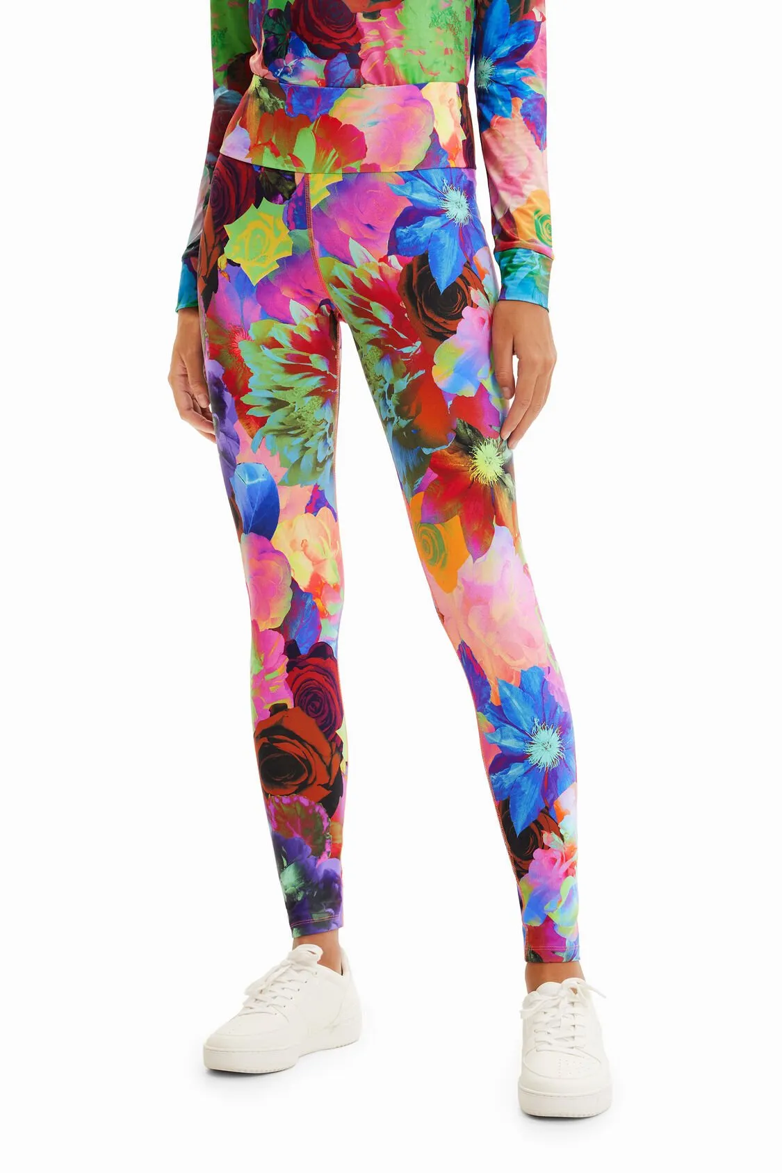 Floral stretch leggings women