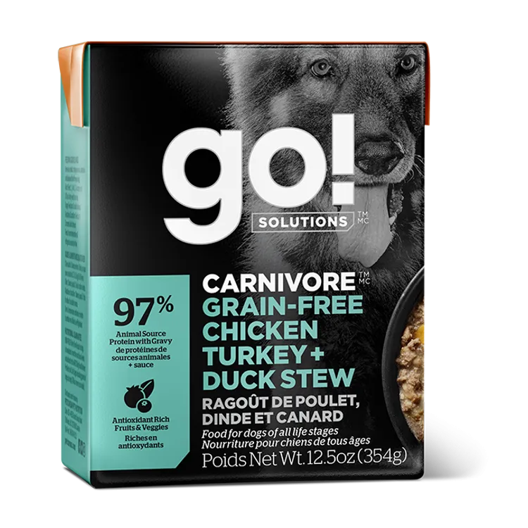GO Carnivore Grain-Free Chicken, Turkey   Duck Stew 354g Canned Dog Food