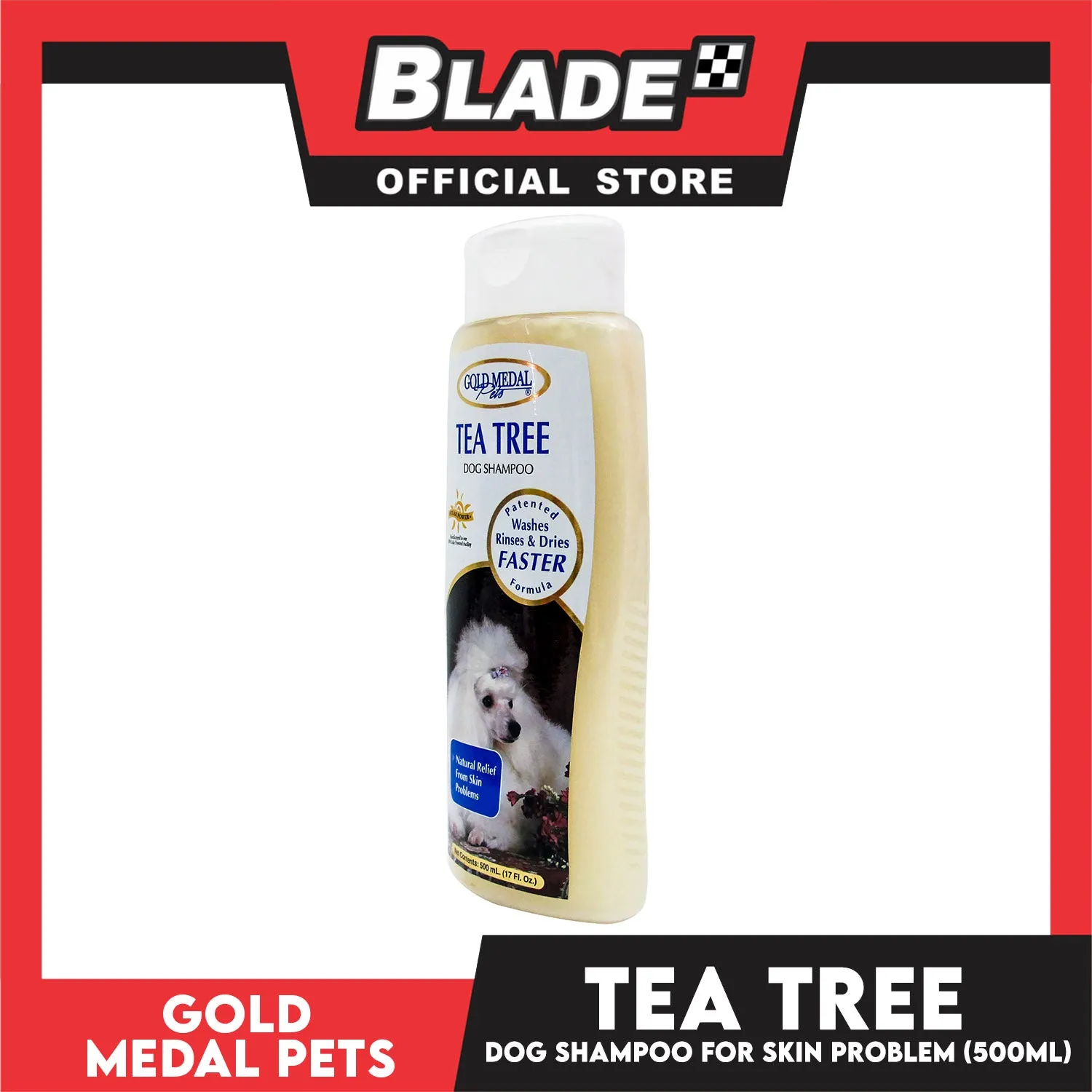 Gold Medal Pets Tea Tree Dog Shampoo 17oz Natural Relief from Skin Problems