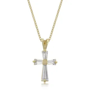 Goldtone Baguette Cross Pendant