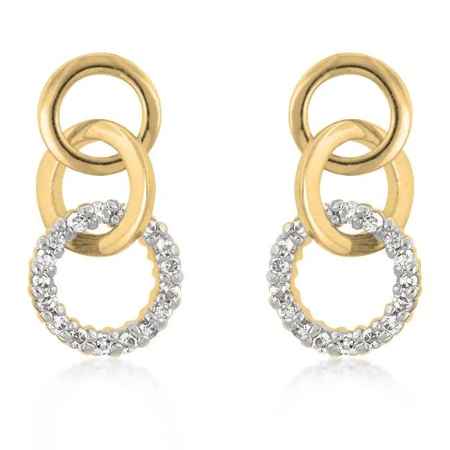 Goldtone Finish Triplet Hooplet Earrings