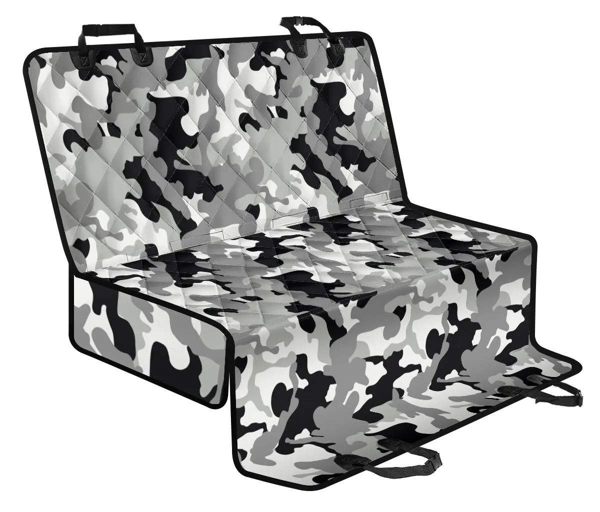 Gray, Black and White Camouflage Back Bench Seat Cover For Pets
