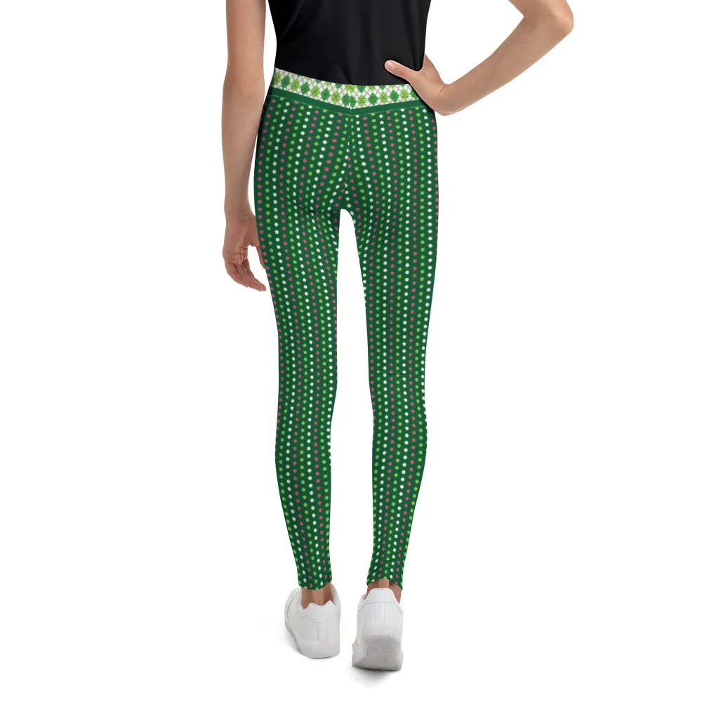 Green and Pink Dots - Youth Leggings