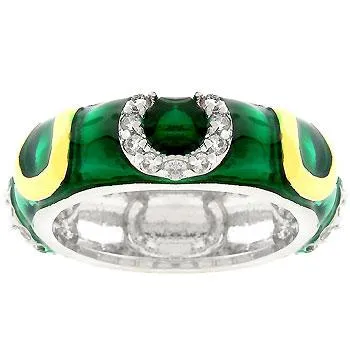 Green Enamel Horseshoe Ring