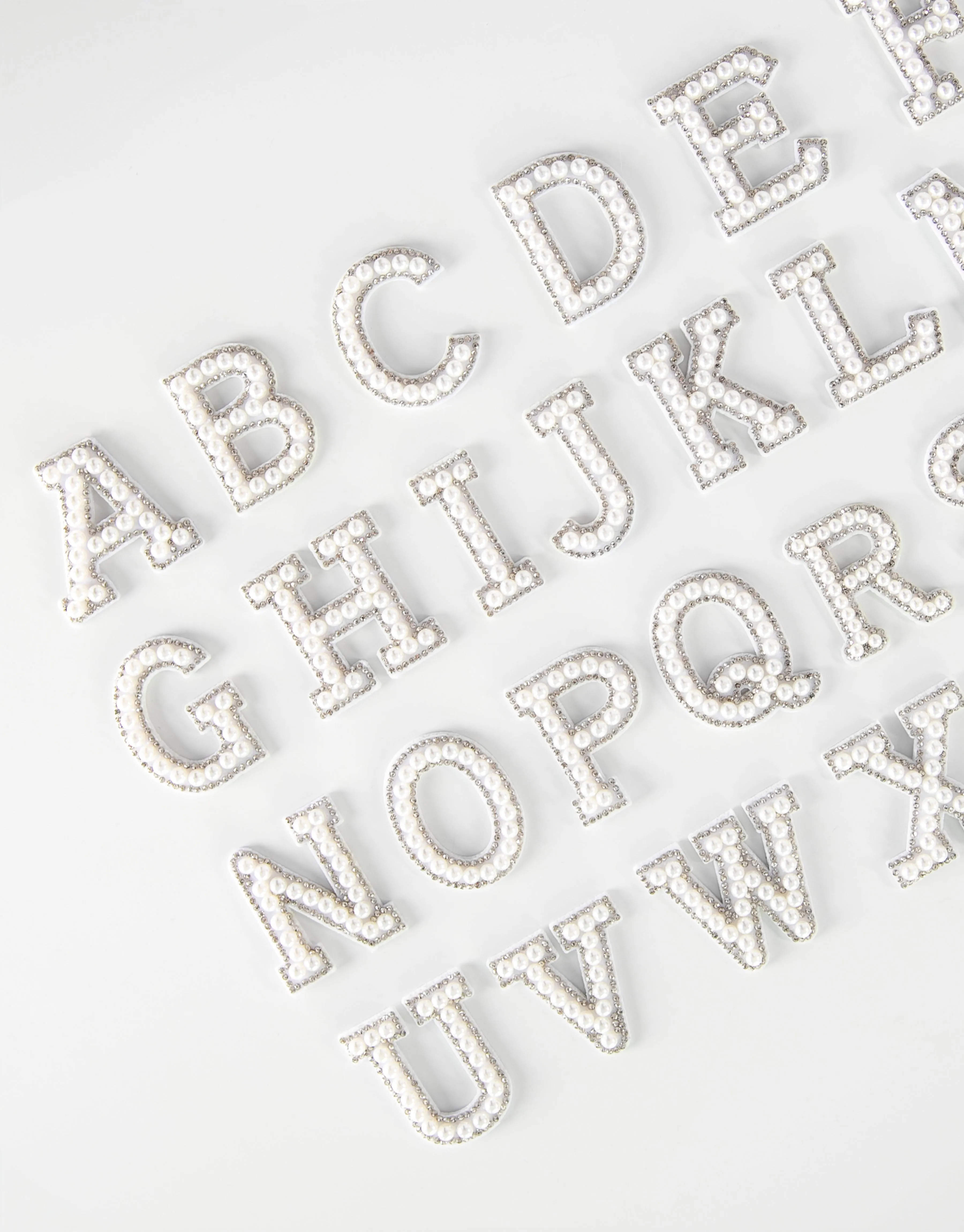 Handmade Pearl & Rhinestone Letters: Letter Patches from A - Z