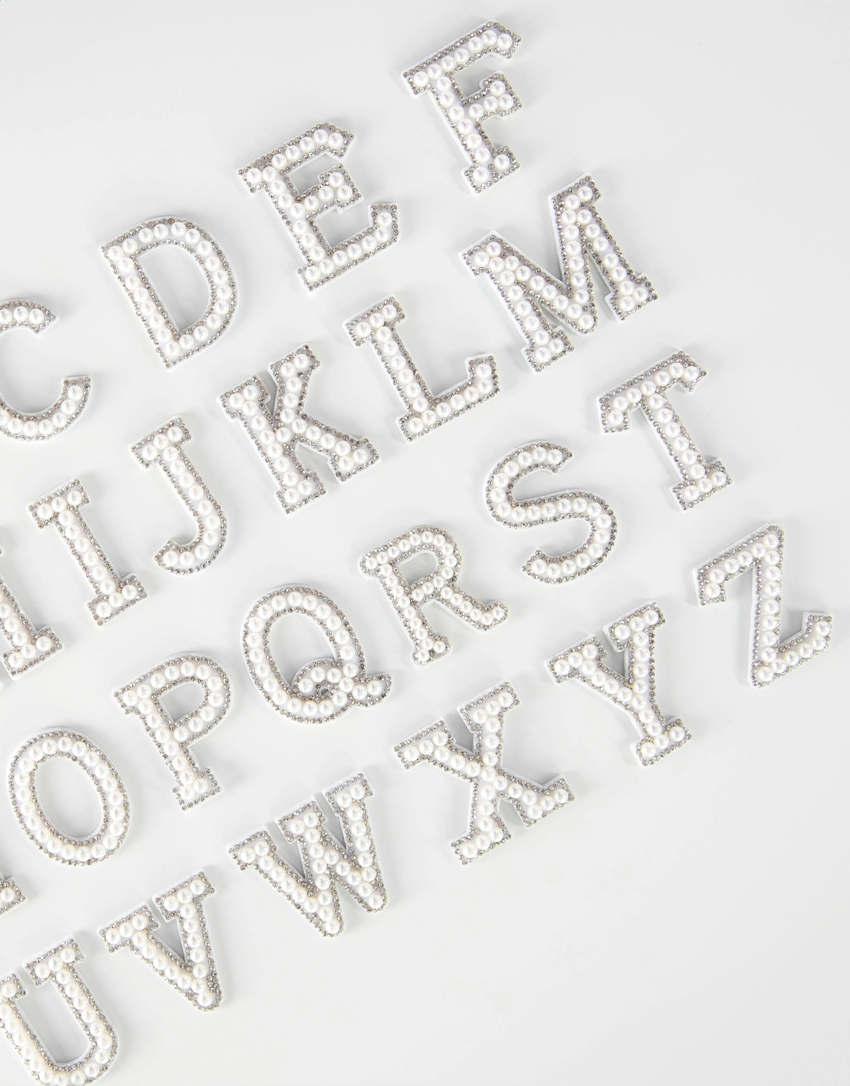 Handmade Pearl & Rhinestone Letters: Letter Patches from A - Z