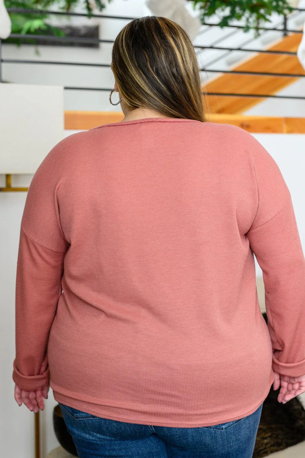 Hazel Blues® |  Behind The Scenes Waffle Knit Top