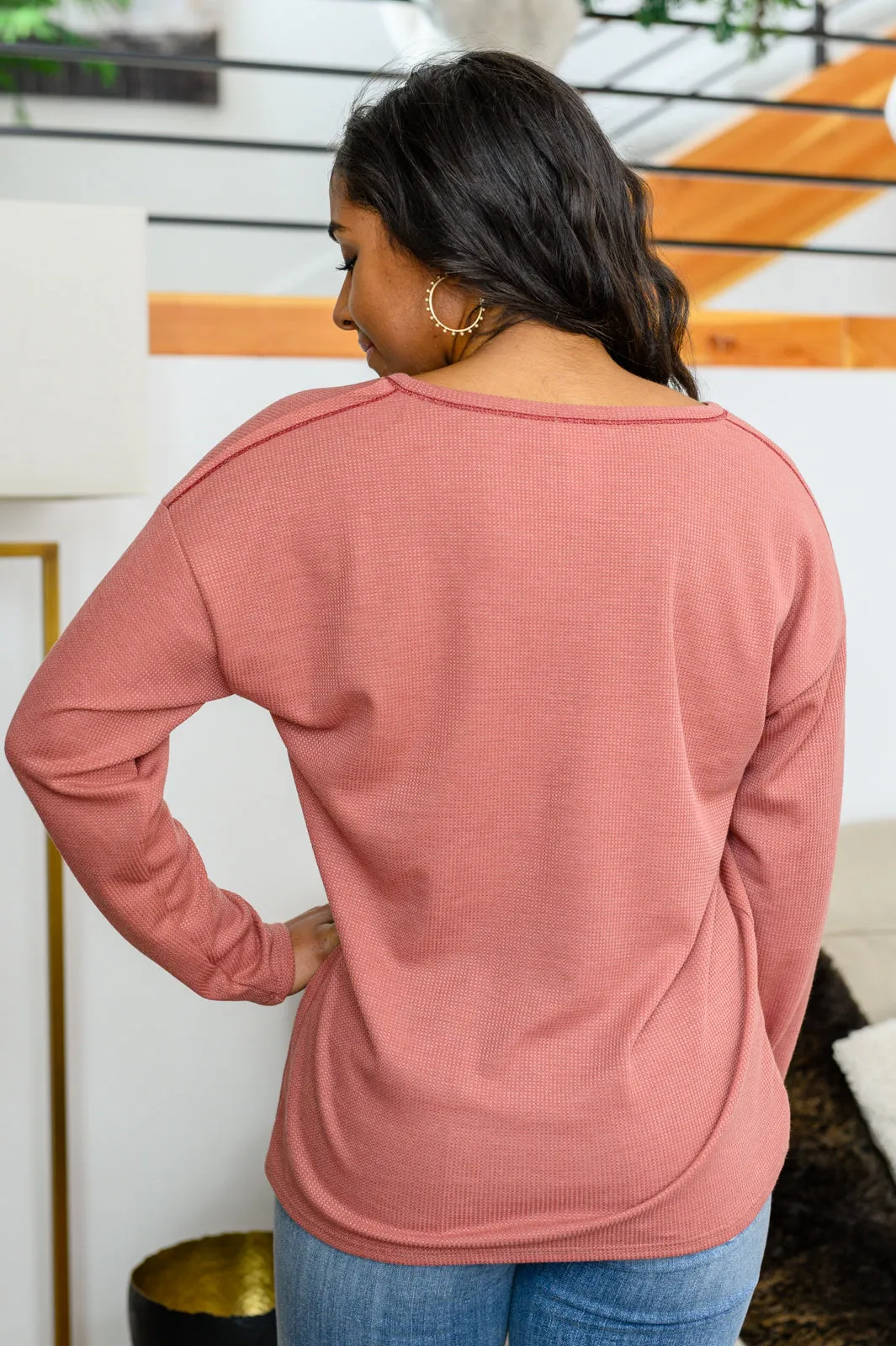 Hazel Blues® |  Behind The Scenes Waffle Knit Top