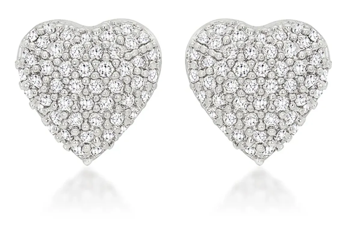 Heart Pave Stud Earrings