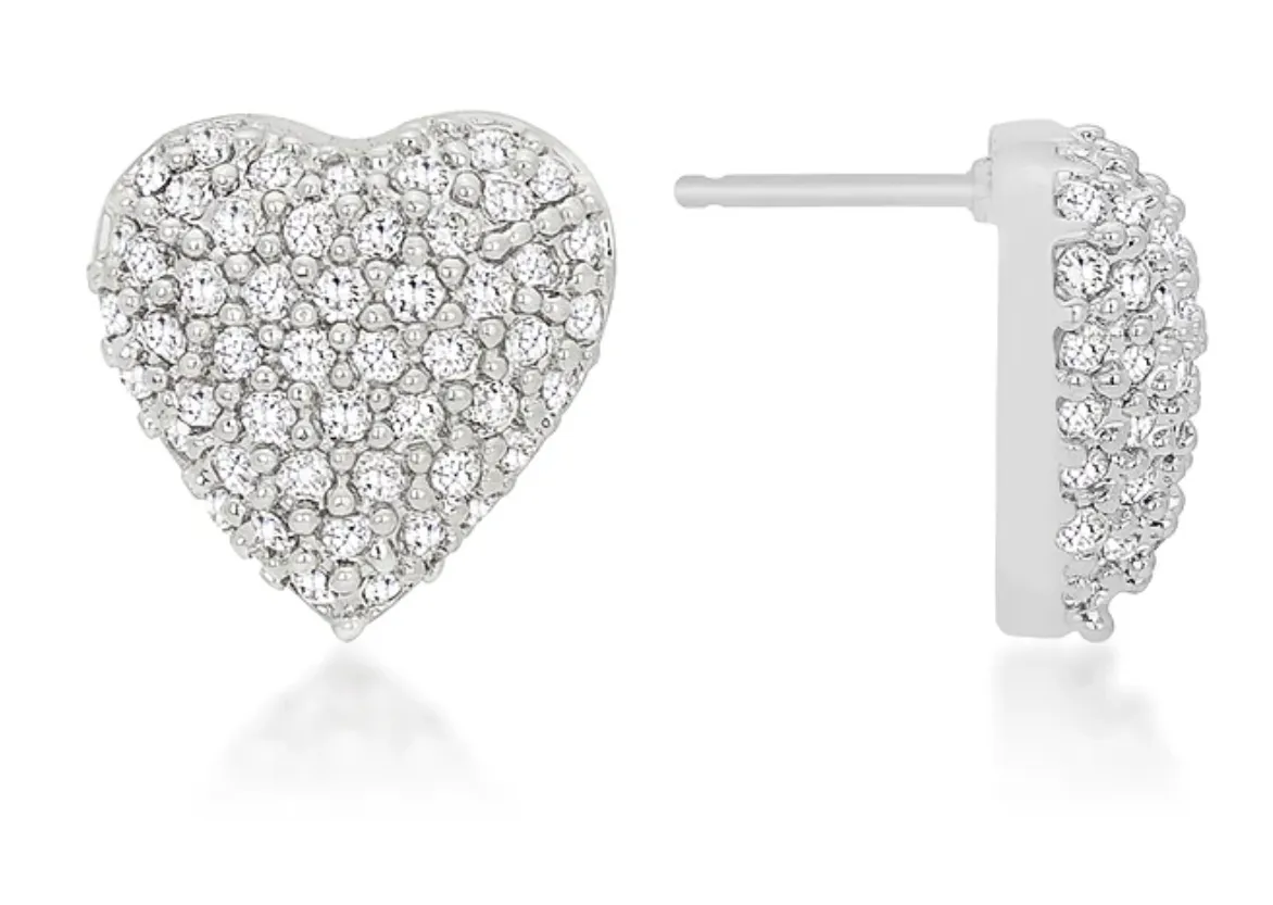 Heart Pave Stud Earrings
