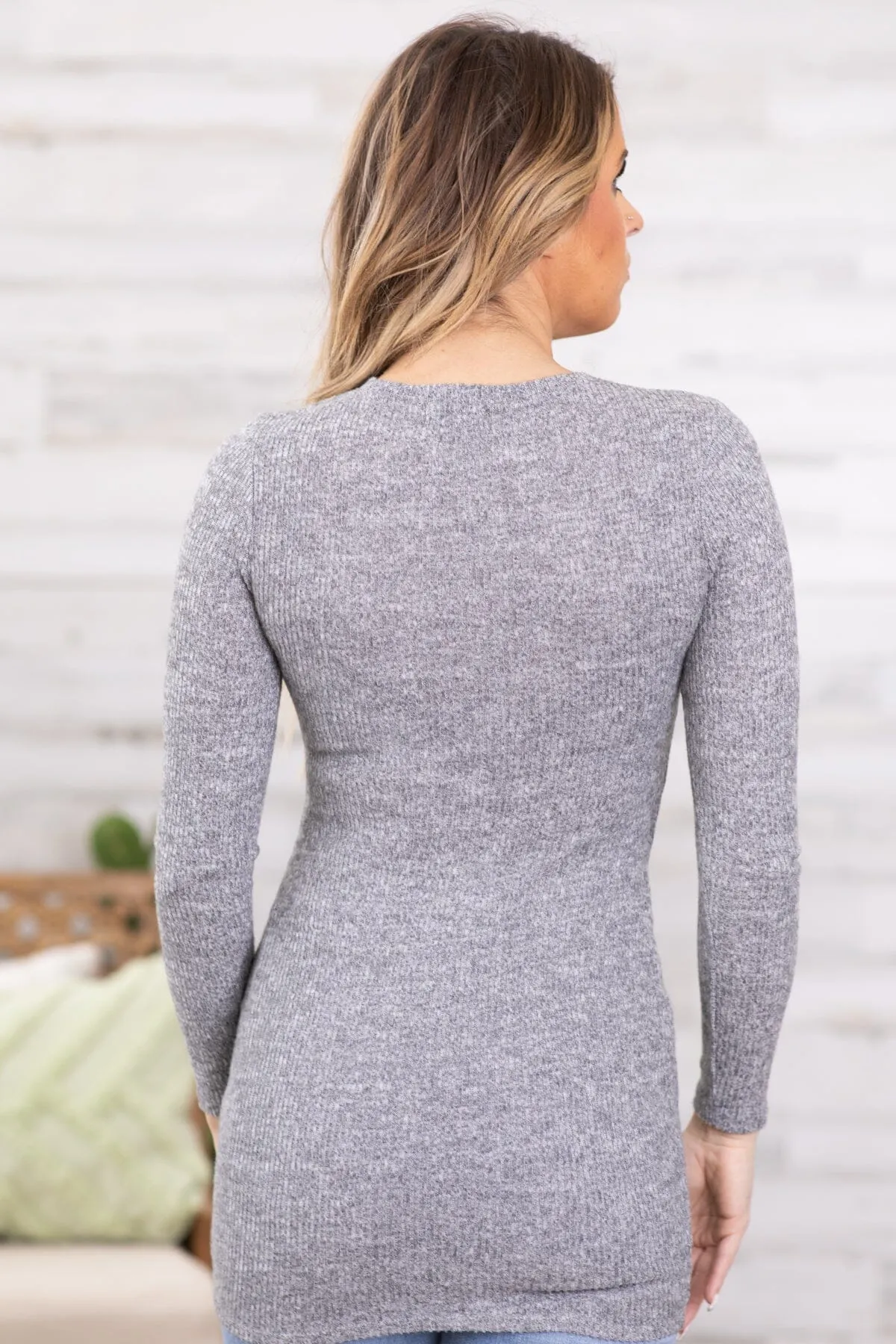 Heather Grey Round Hem Long Top