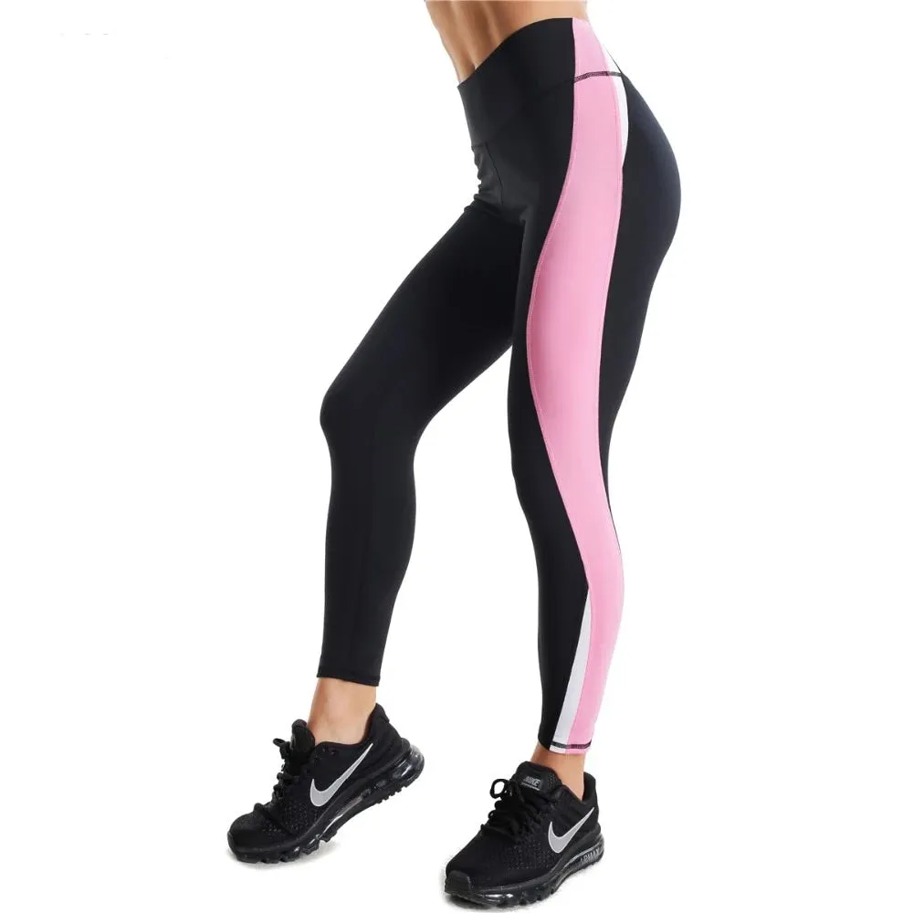 High waist leggings black and pink