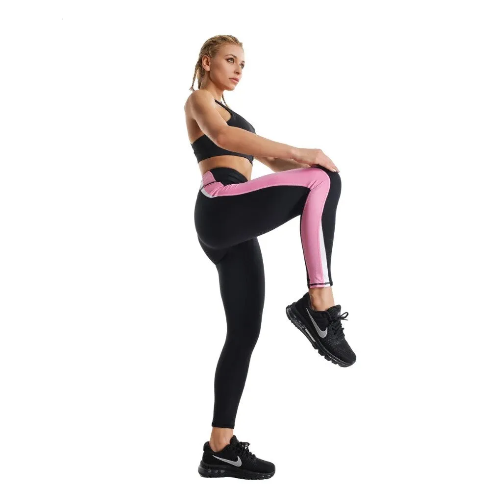 High waist leggings black and pink