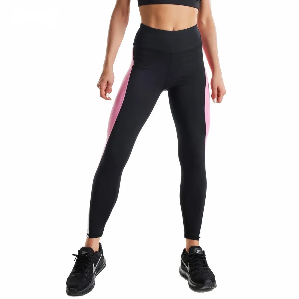 High waist leggings black and pink