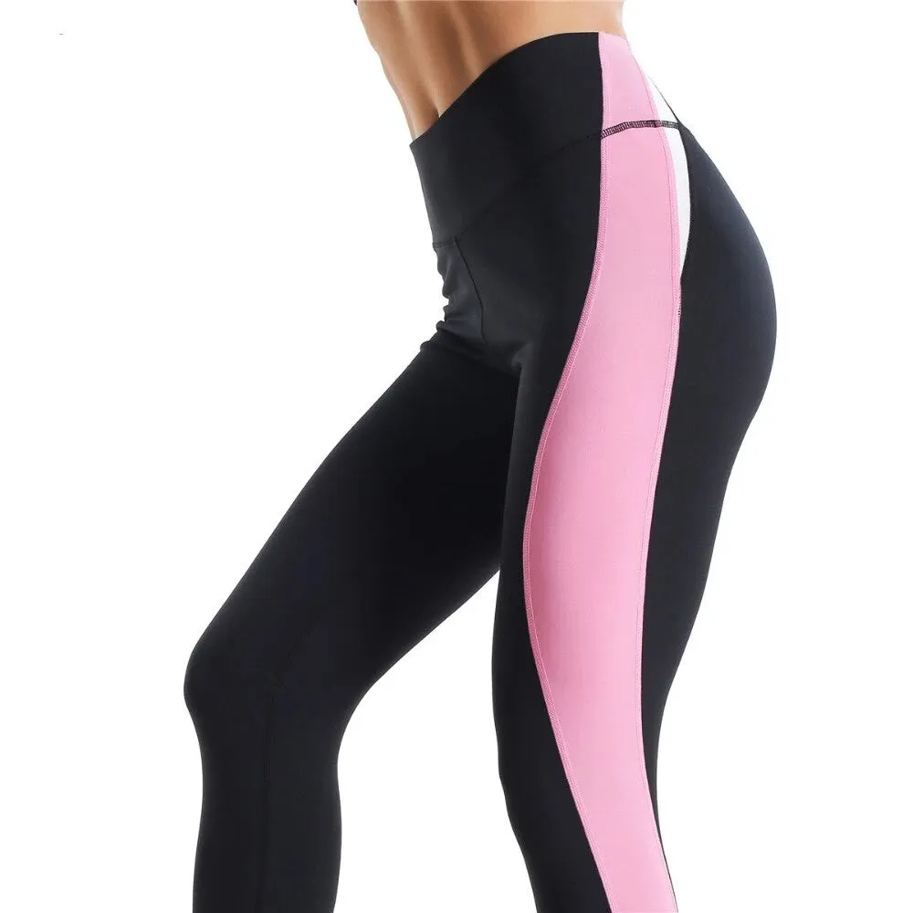 High waist leggings black and pink