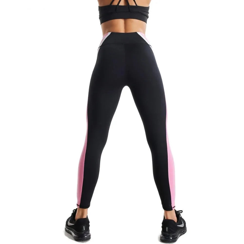 High waist leggings black and pink