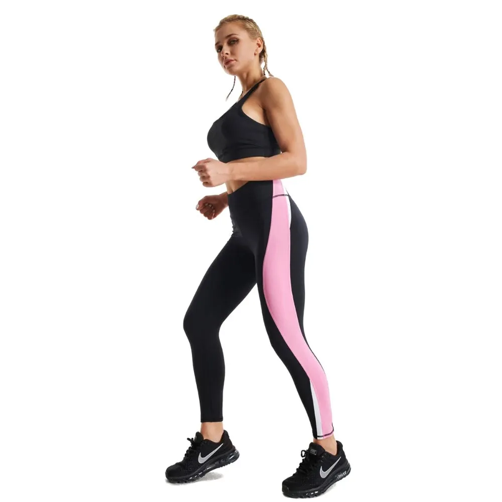 High waist leggings black and pink