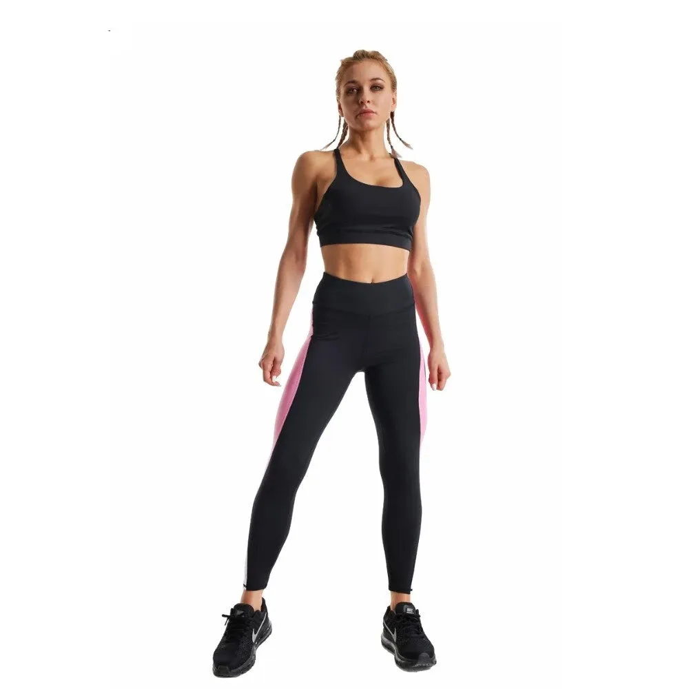 High waist leggings black and pink