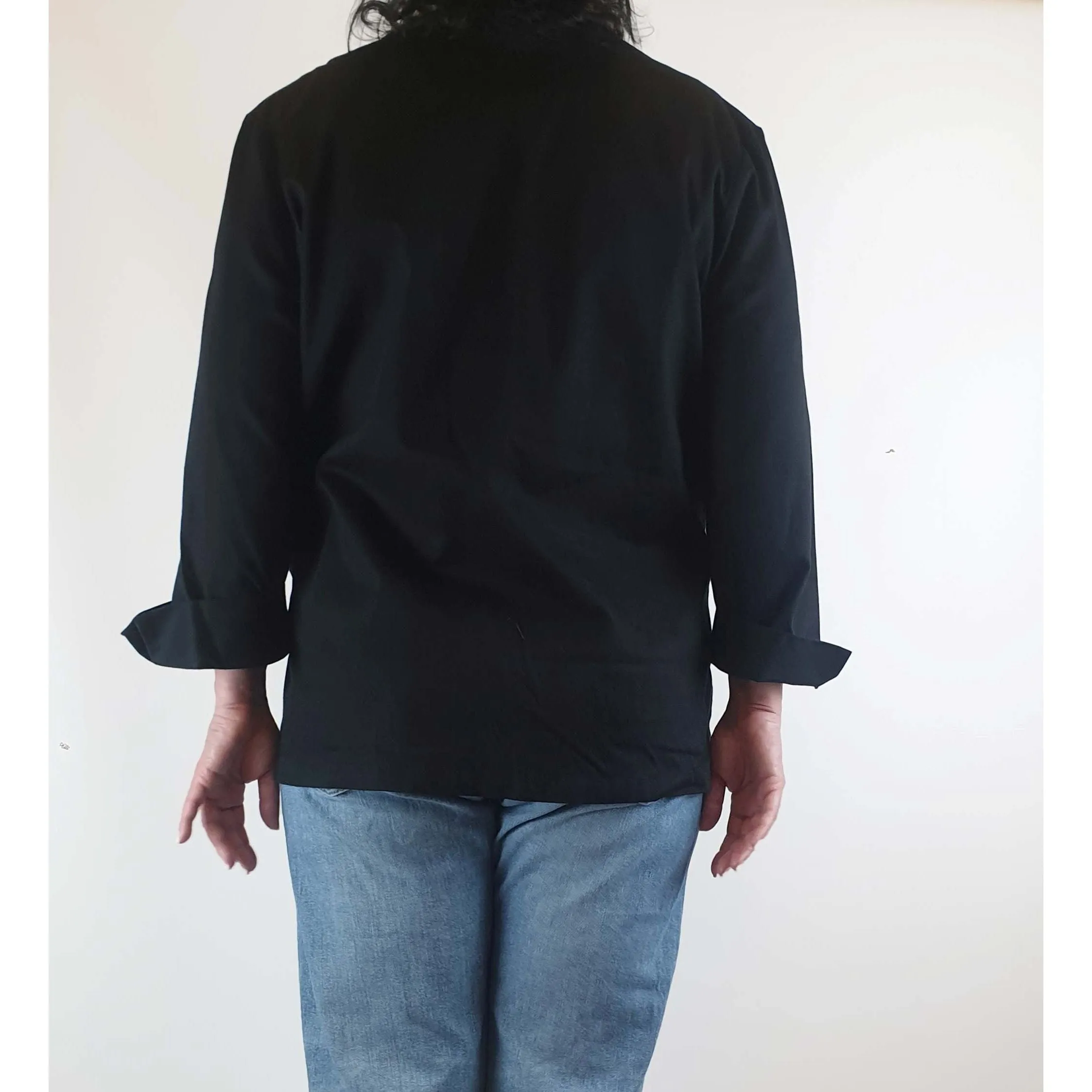 idyl black 100% cotton jacket with contrasting front buttons size XL (best fits 16)