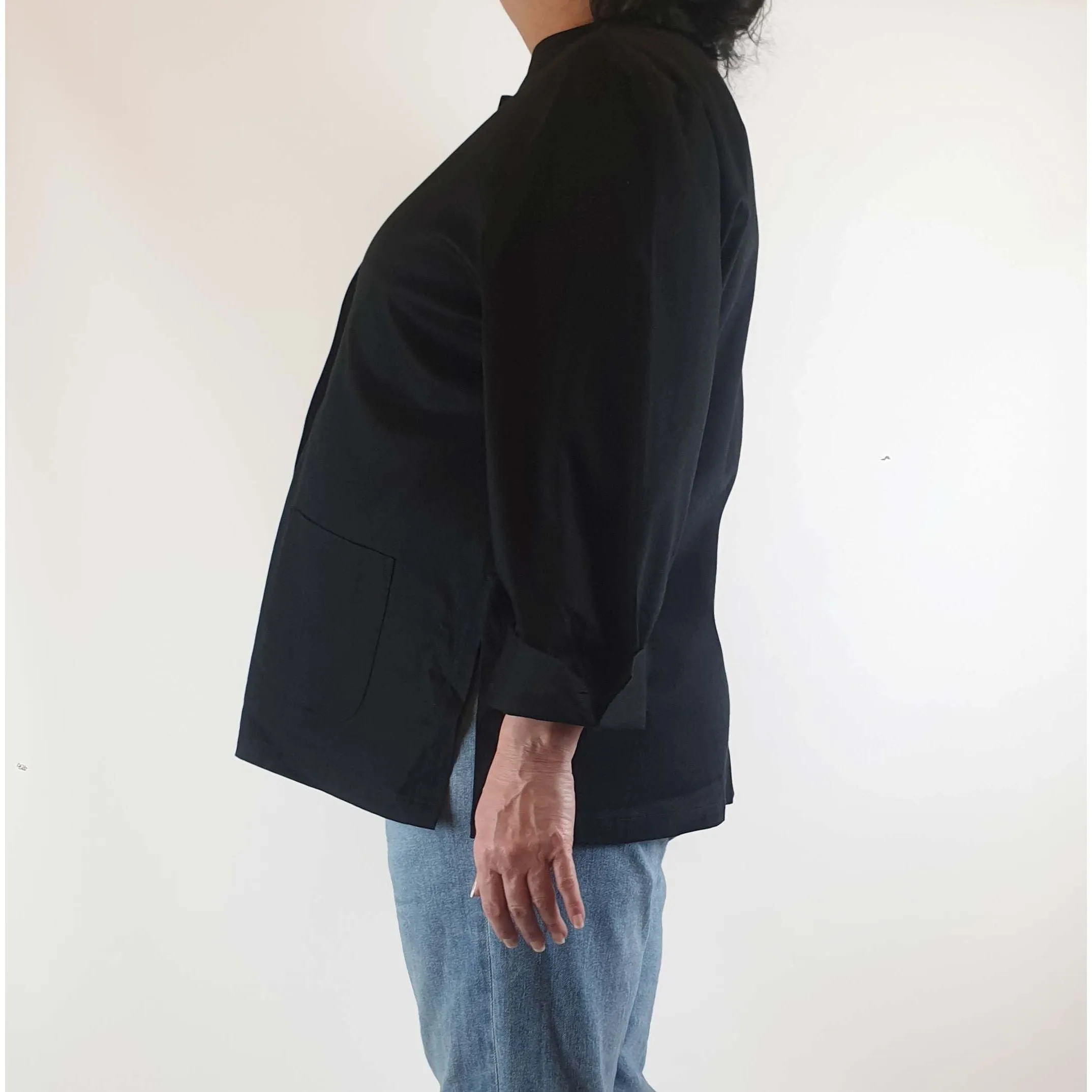 idyl black 100% cotton jacket with contrasting front buttons size XL (best fits 16)