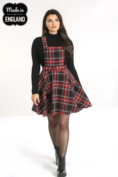 Islay Pinafore Dress - Black/Red Plaid -
