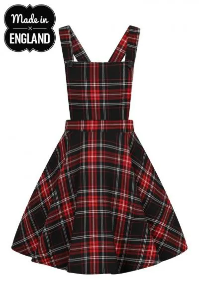 Islay Pinafore Dress - Black/Red Plaid -