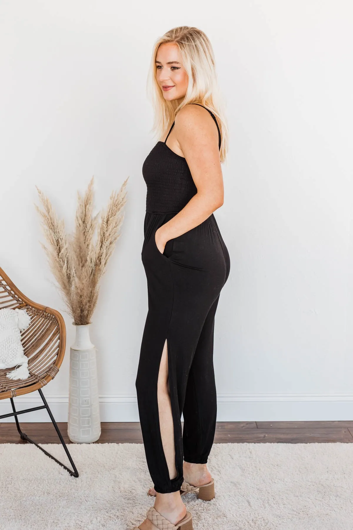 Jumping For Joy Jumpsuit- Black