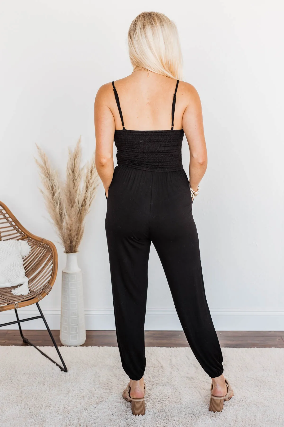 Jumping For Joy Jumpsuit- Black