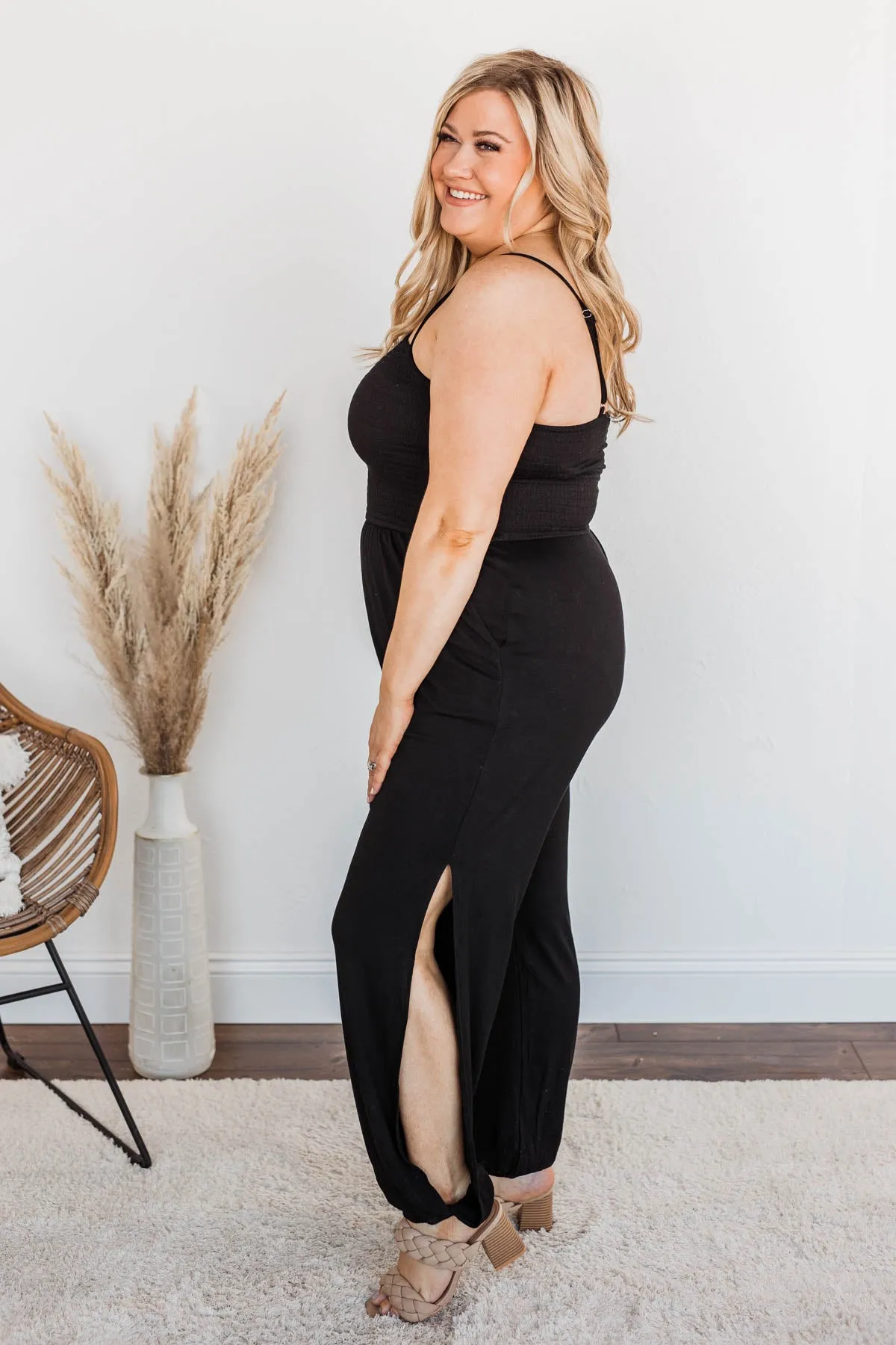 Jumping For Joy Jumpsuit- Black