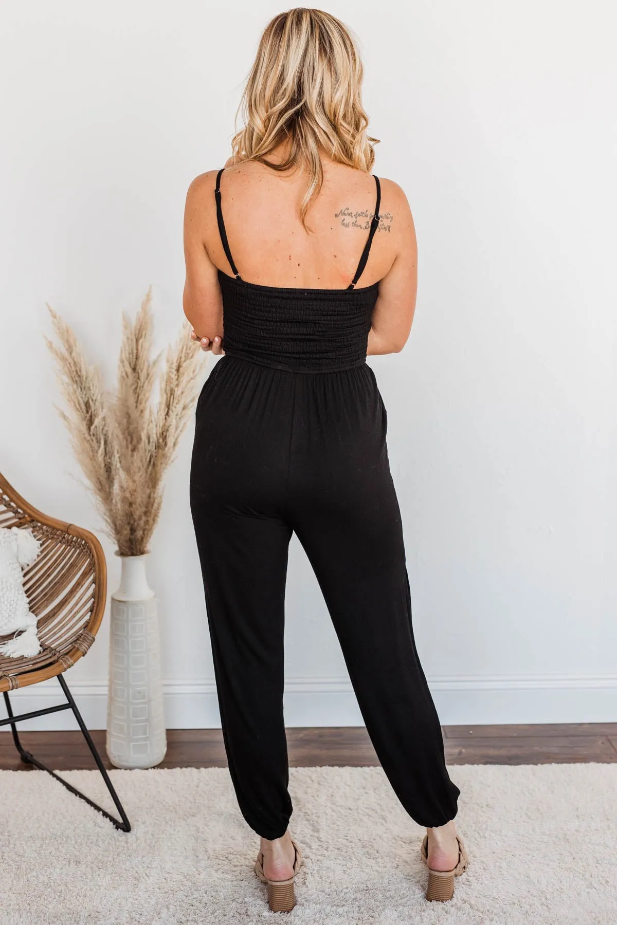 Jumping For Joy Jumpsuit- Black