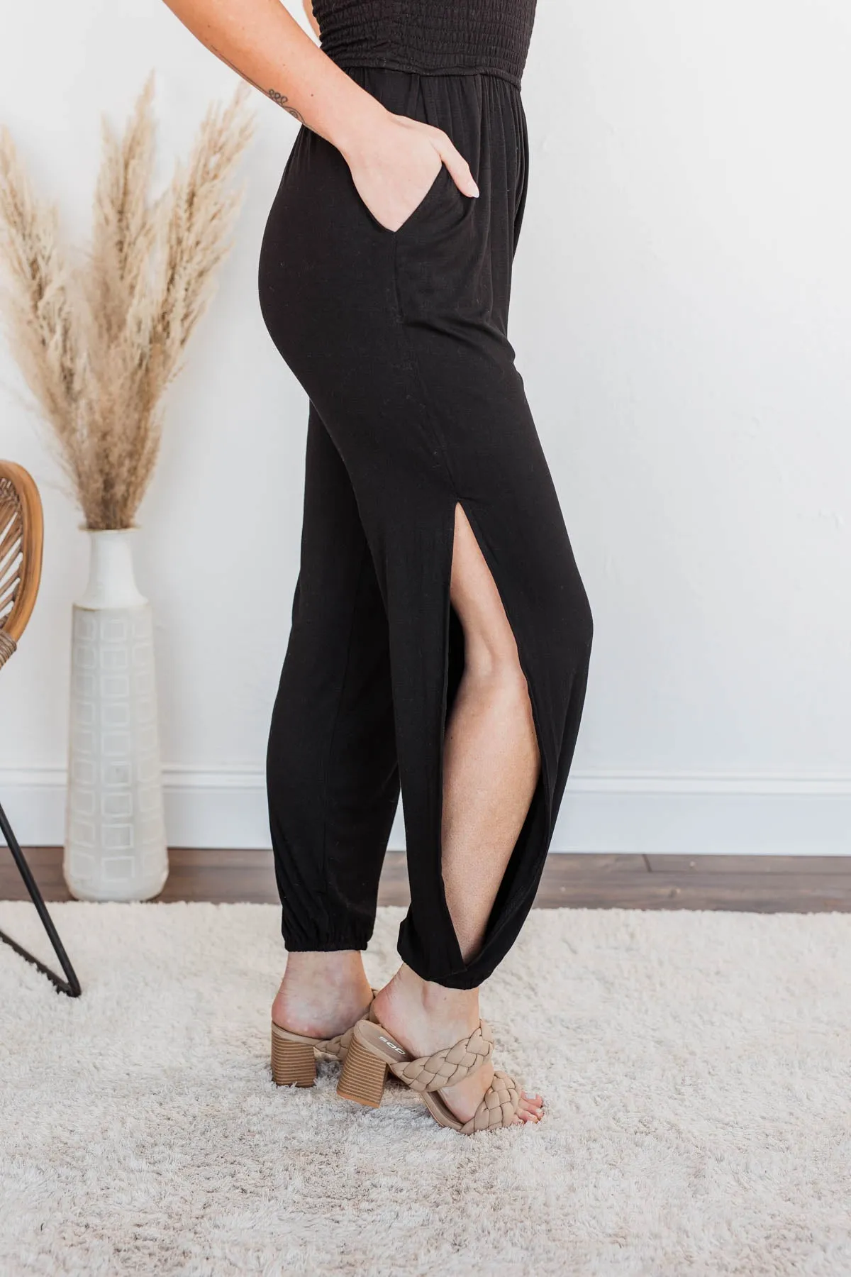 Jumping For Joy Jumpsuit- Black