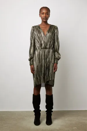 JUSTIN TWO-TONE LUREX EVENING DRESS