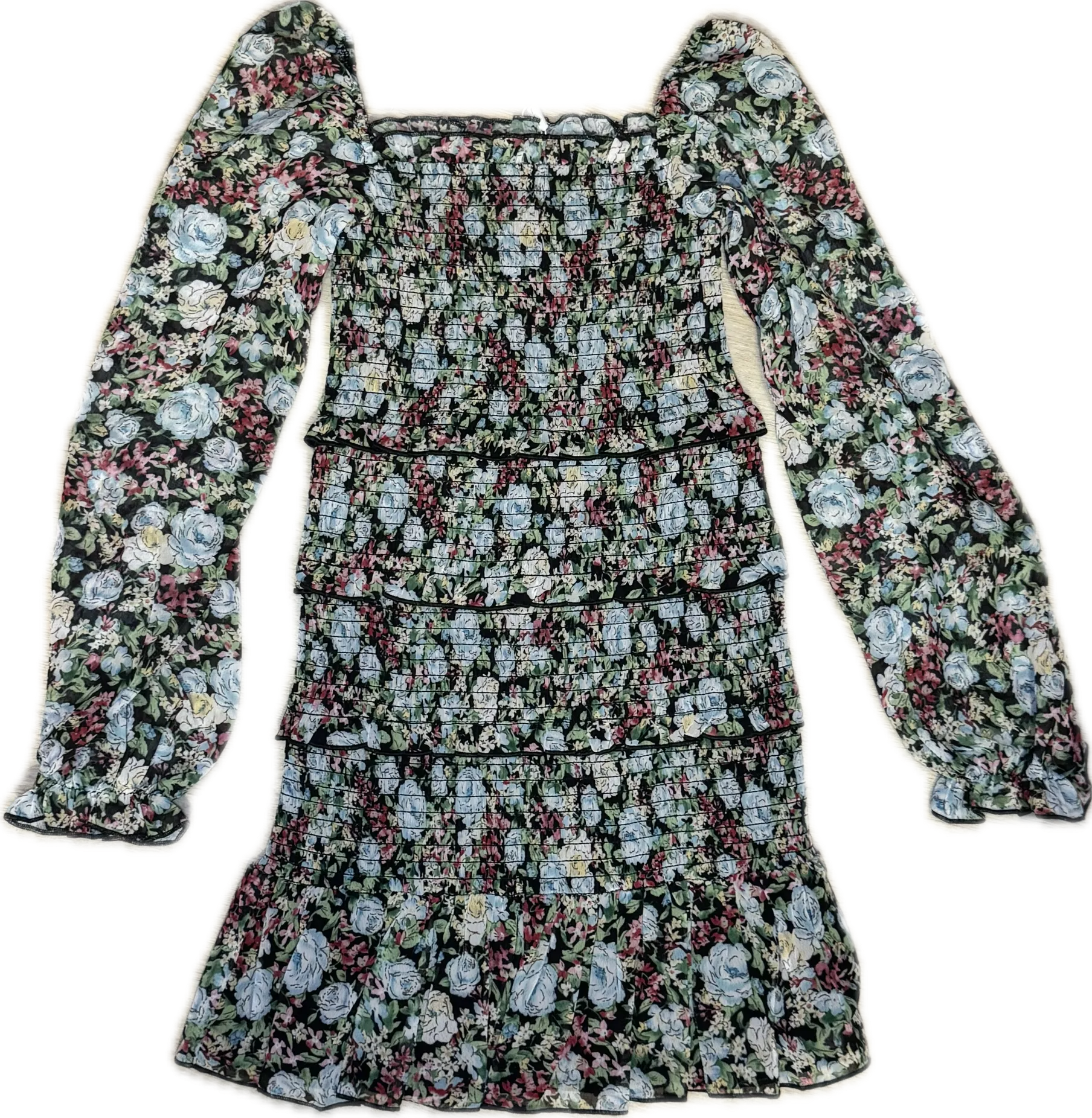 KATIEJ NYC- LAILA DRESS WITH SHEER SLEEVES (beaded floral)
