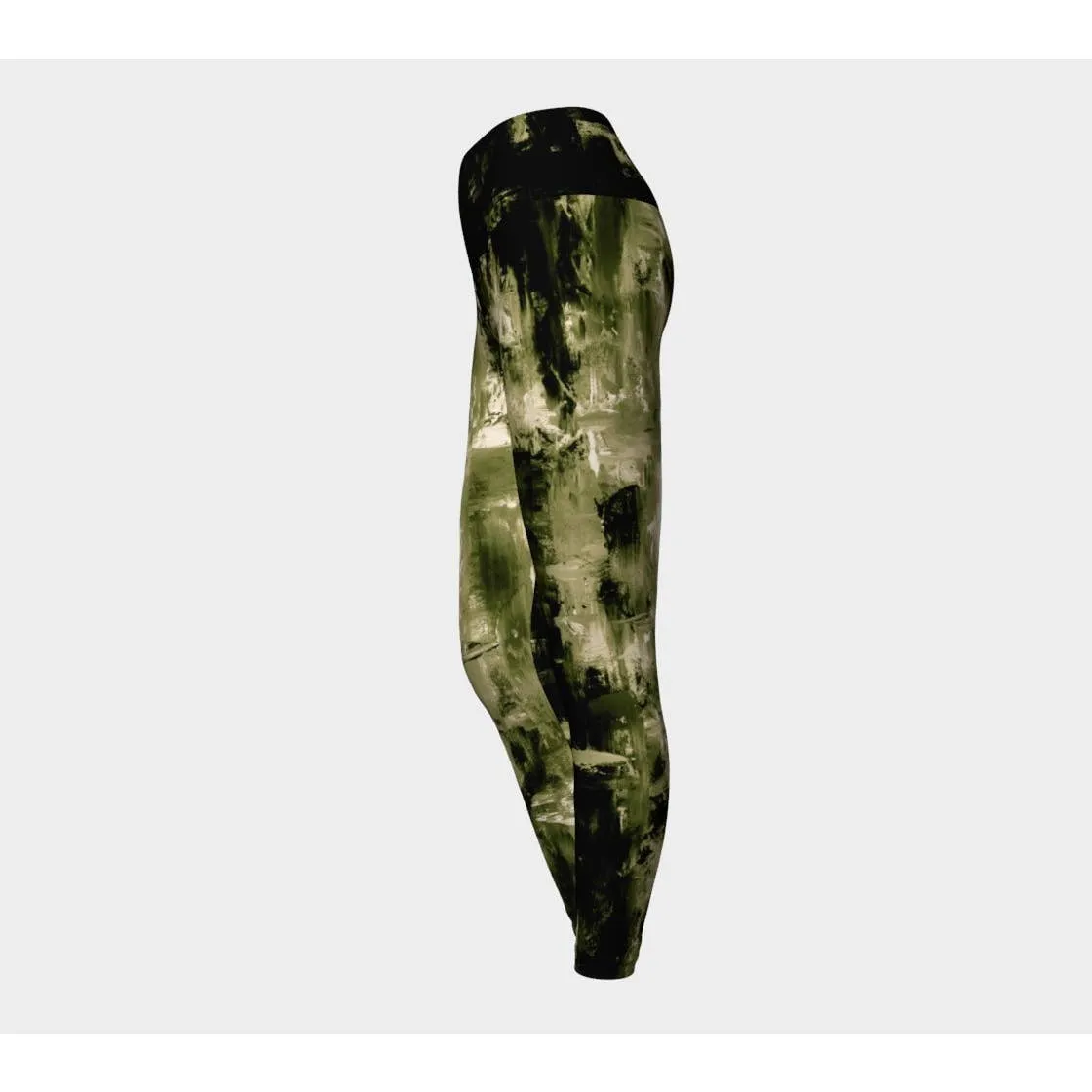 Khaki and Black Print Leggings