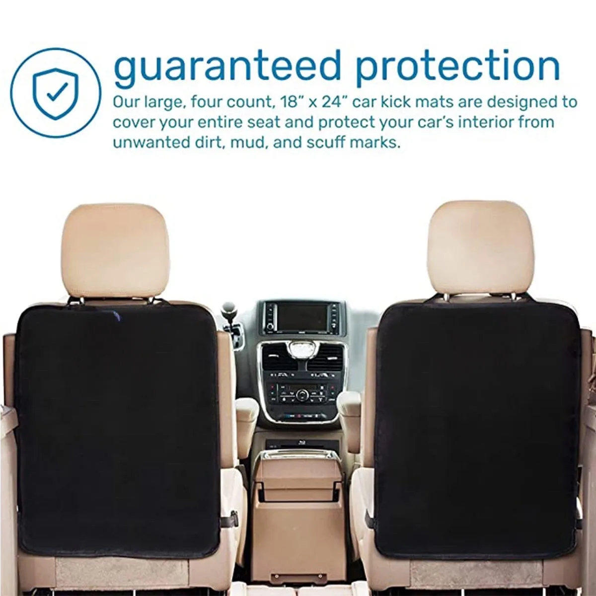 Kick Mats, Custom fit for Porsche - 18” x 24” Premium Quality Car Seat Protector Mat Best Waterproof Protection of Your Upholstery from Dirt, Mud, Scratches - Extra Large Car Seat Back Covers