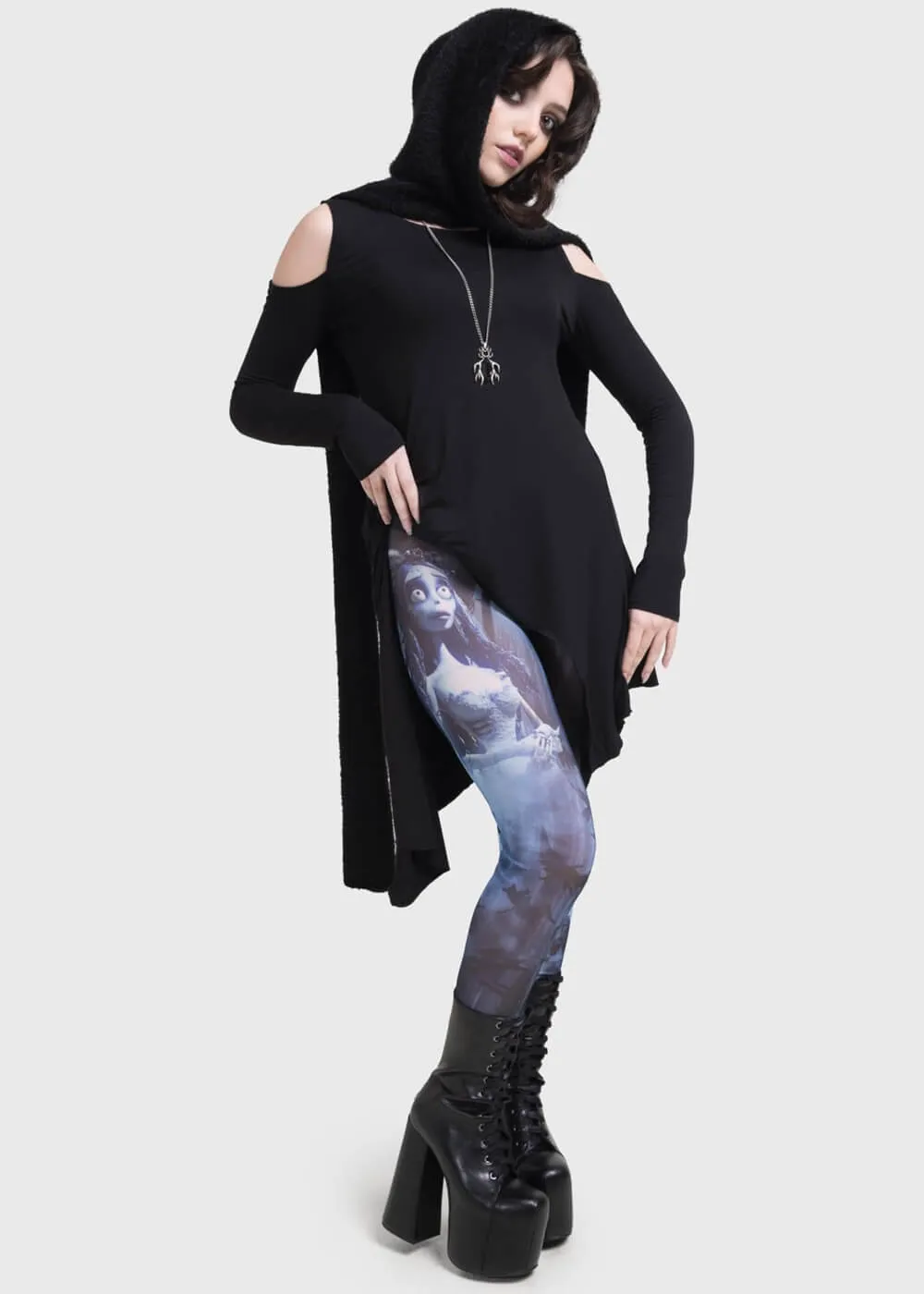 Killstar x Corpse Bride Emily In The Night Leggings Black Blue