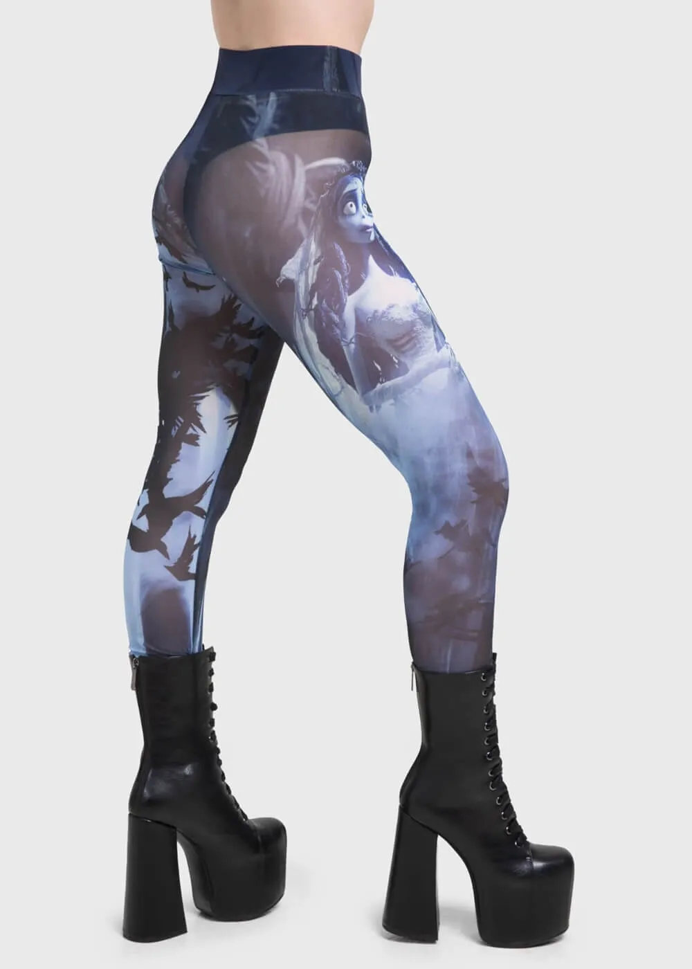 Killstar x Corpse Bride Emily In The Night Leggings Black Blue
