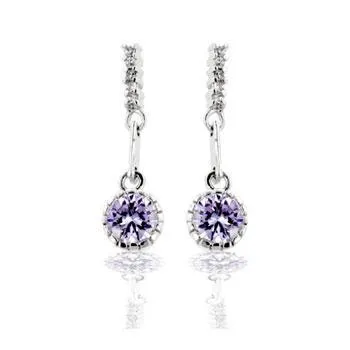 Lavender Cubic Zirconia Dangle Earrings