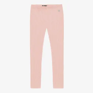 Legging rose en maille côtelée épais et extensible, enfant || Pink leggings in thick and stretchy rib knit, child