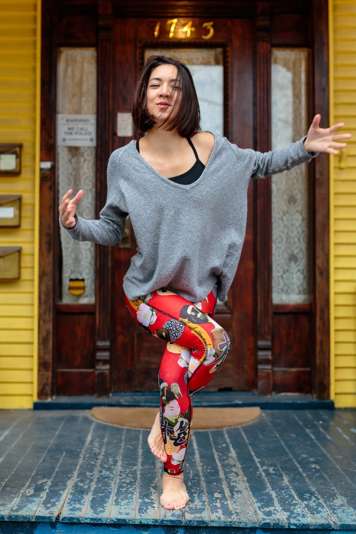 LEGGINGS RED GEISHA/RED PLAID