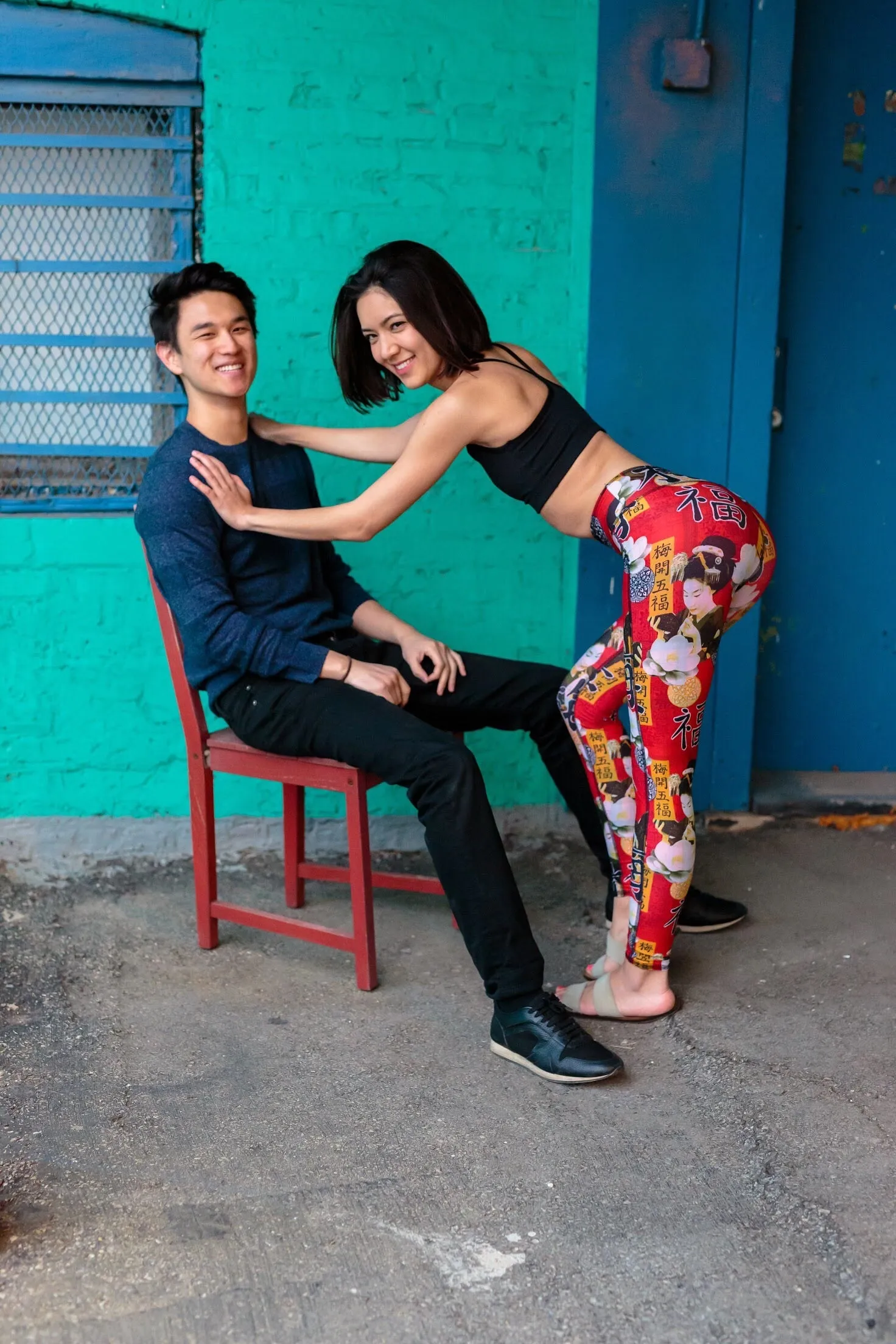 LEGGINGS RED GEISHA/RED PLAID