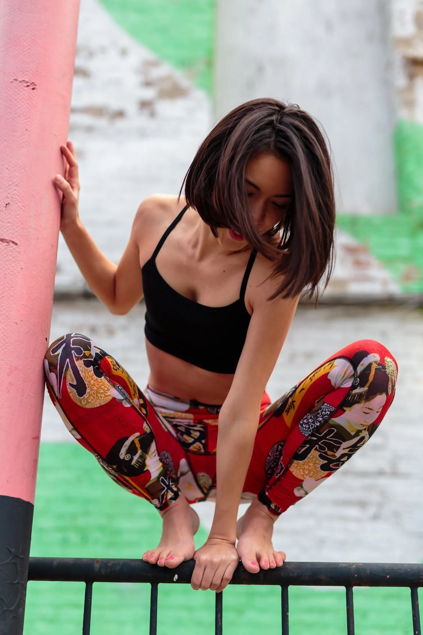 LEGGINGS RED GEISHA/RED PLAID