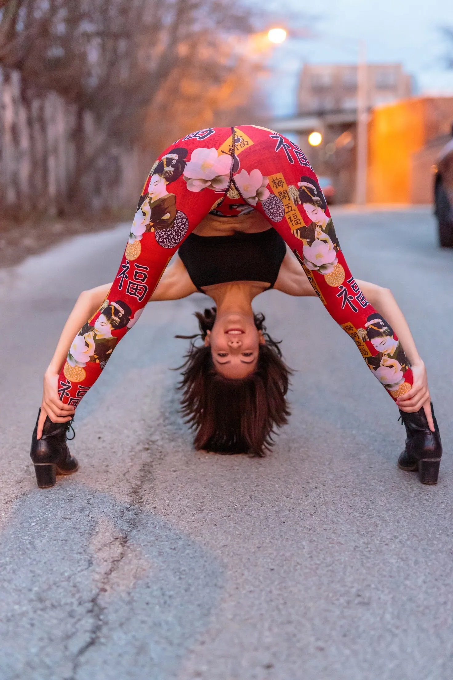 LEGGINGS RED GEISHA/RED PLAID