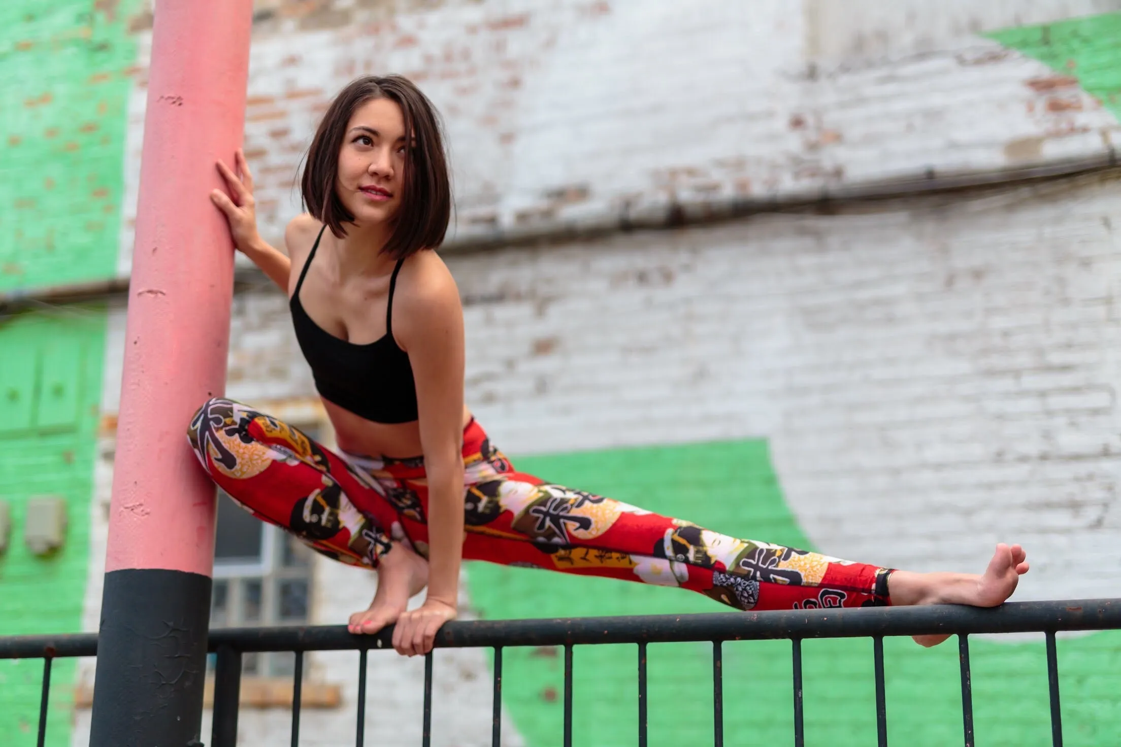 LEGGINGS RED GEISHA/RED PLAID