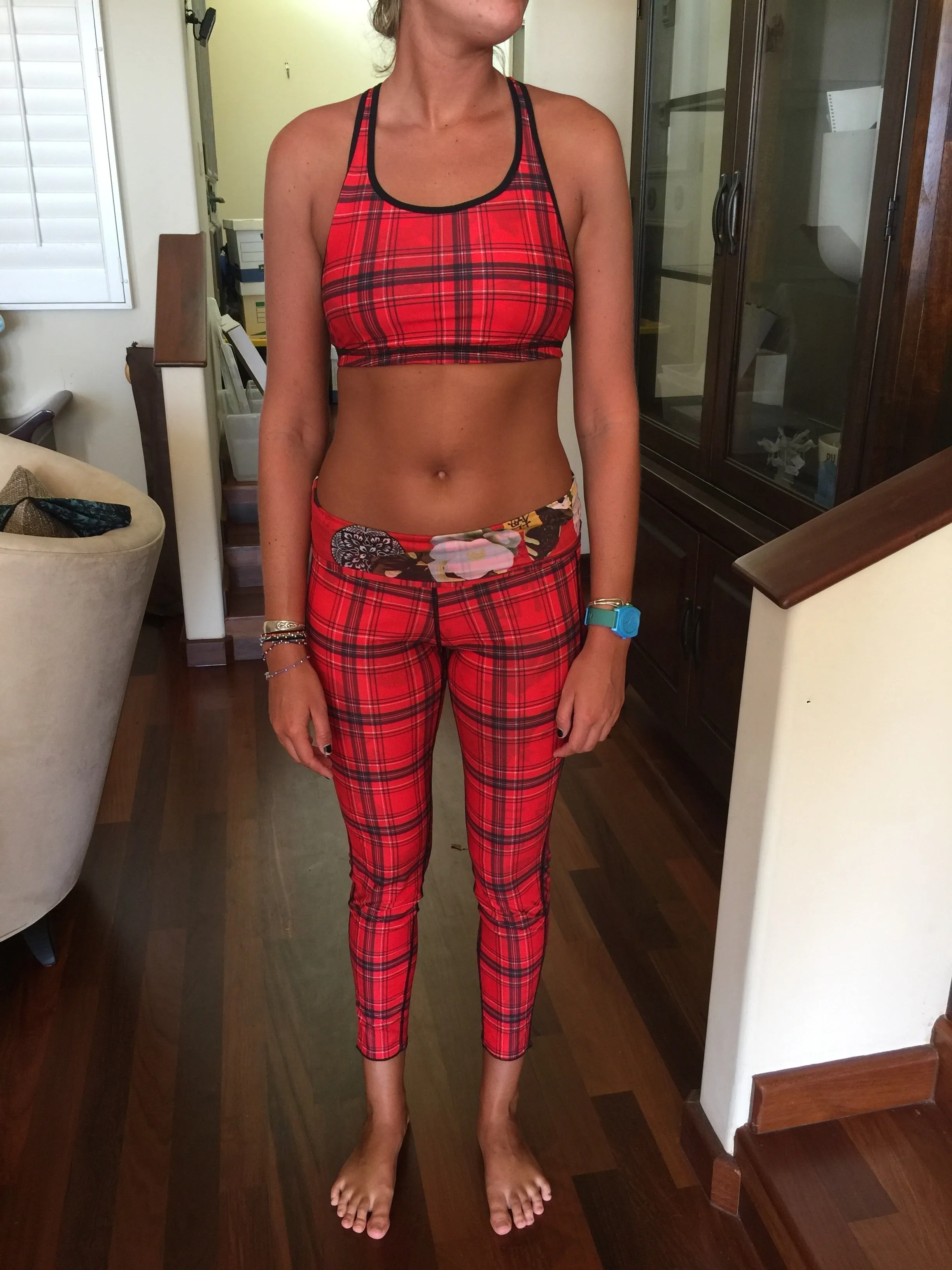 LEGGINGS RED GEISHA/RED PLAID