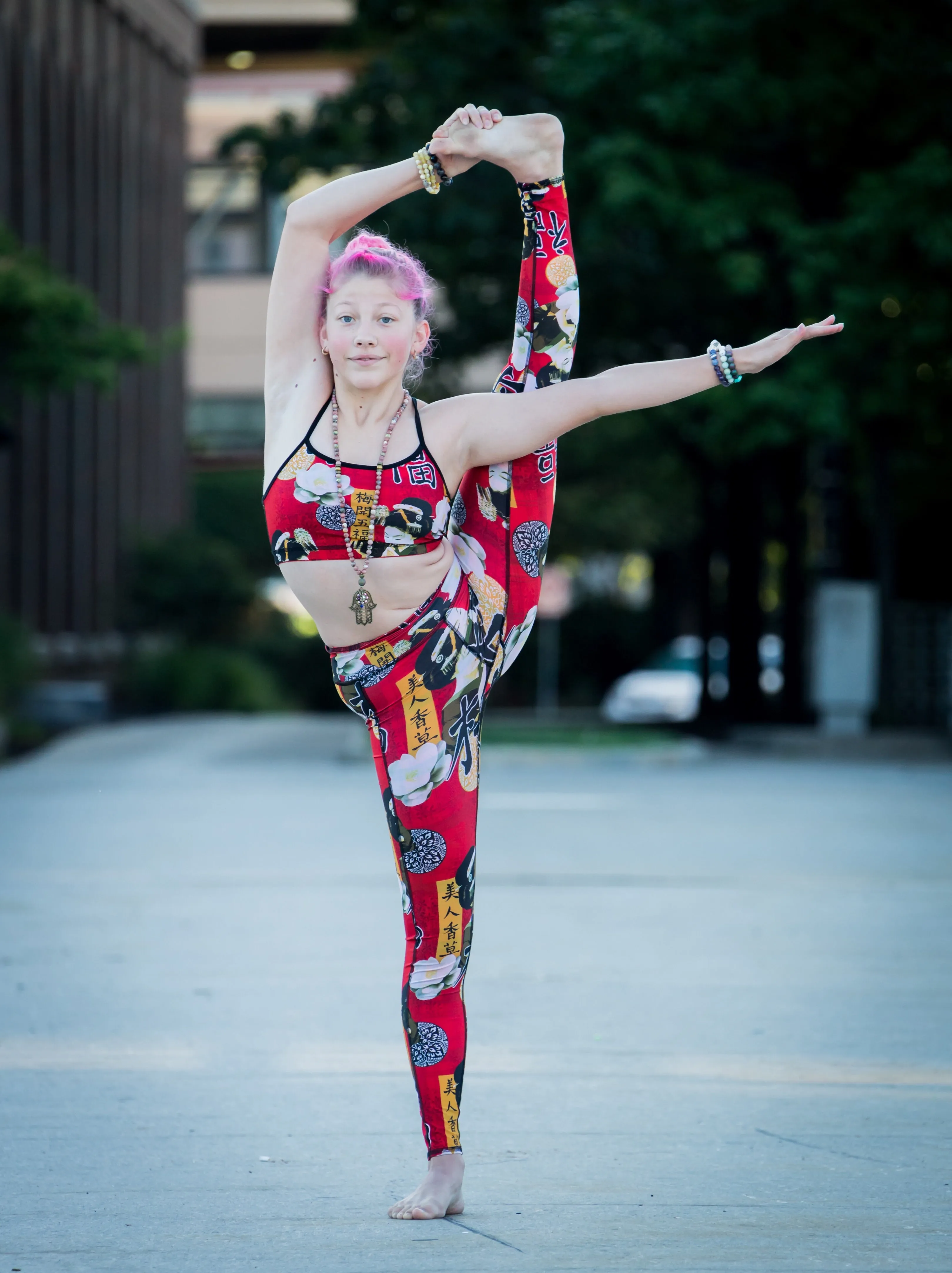 LEGGINGS RED GEISHA/RED PLAID