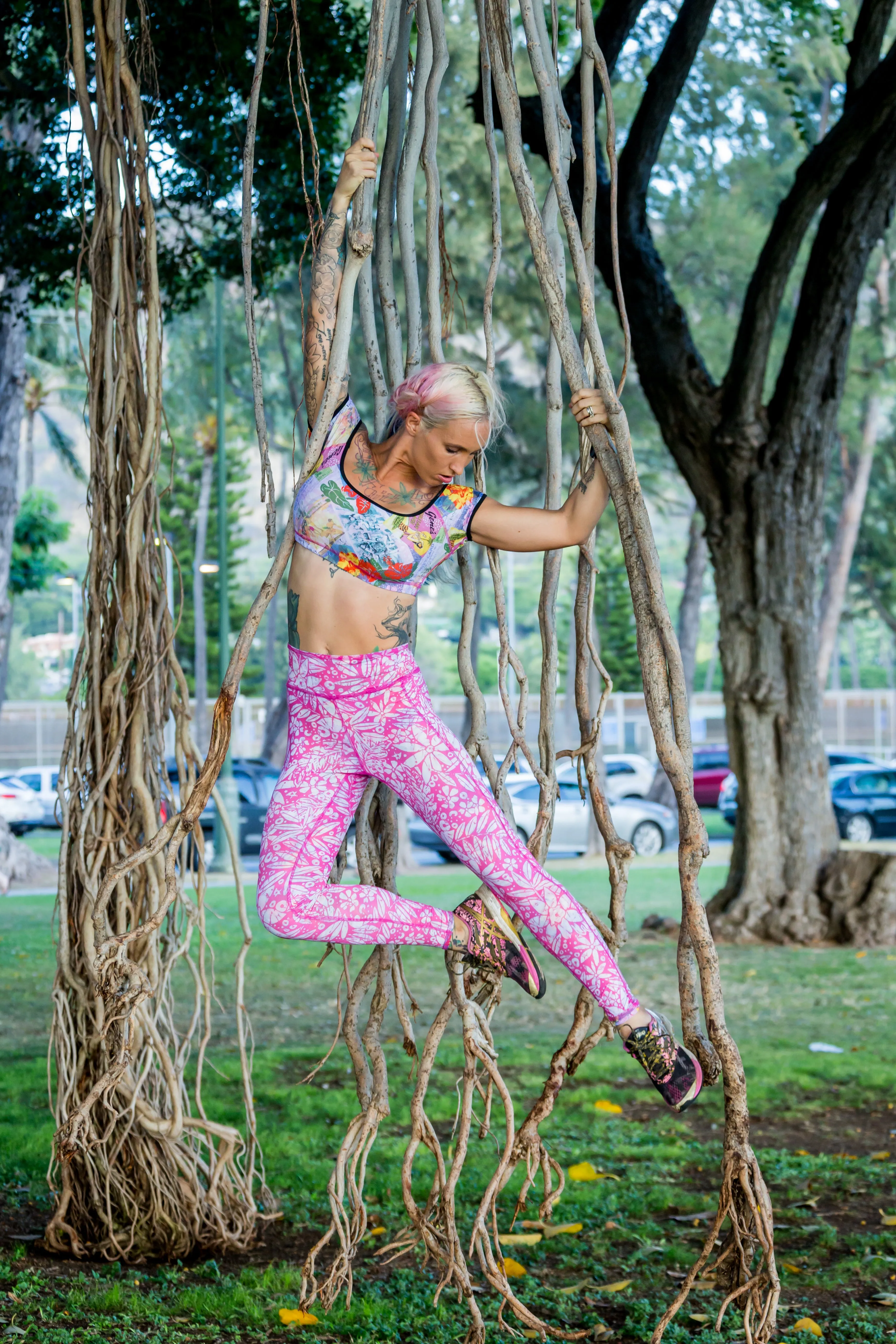 LEGGINGS VINTAGE PINK HAWAII/PINK BATIK